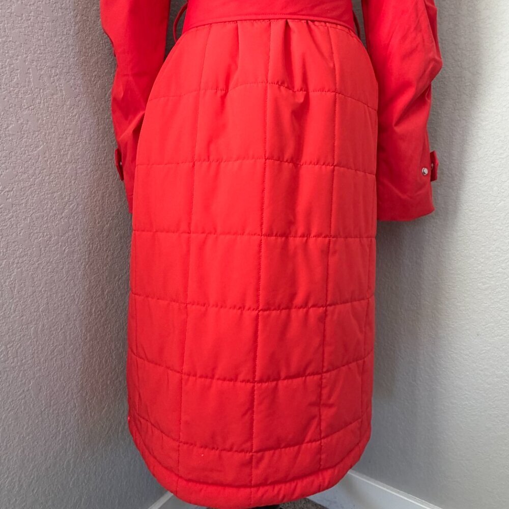 NWT HUNTER Red Chasseur Belted Insulated Hooded Long Trench Coat Small - Picture 13 of 16
